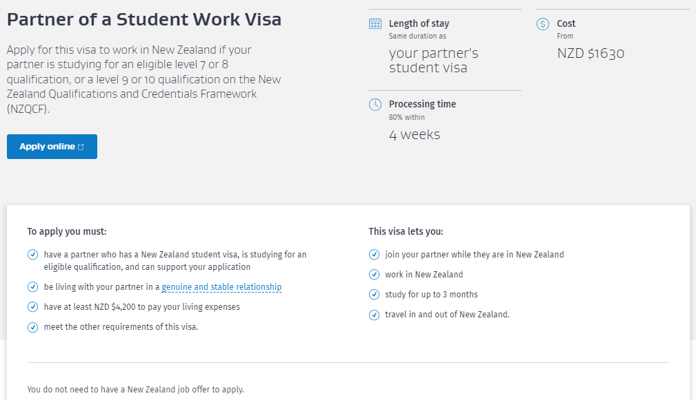 新西兰配偶工签详解